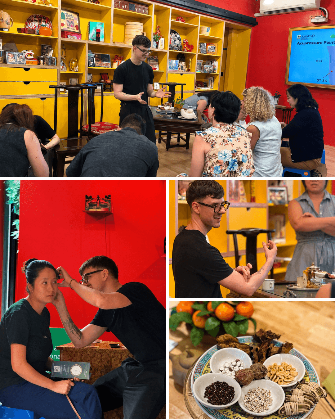 Andy Boehm sharing Chinese medicine, seasonal wellness, food therapy, and acupressure at a community event in New York City